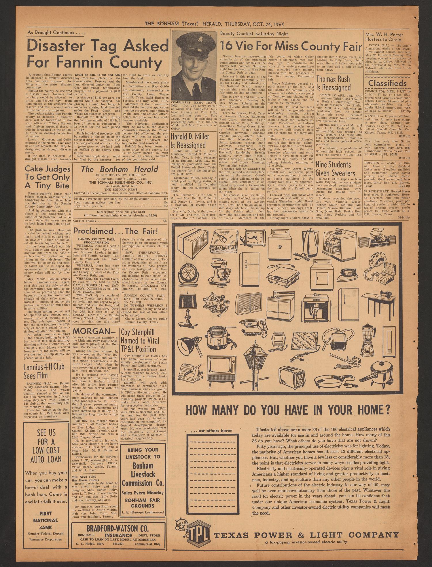 The Bonham Herald (Bonham, Tex.), Vol. 35, No. 15, Ed. 1 Thursday, October 24, 1963
                                                
                                                    [Sequence #]: 4 of 4
                                                