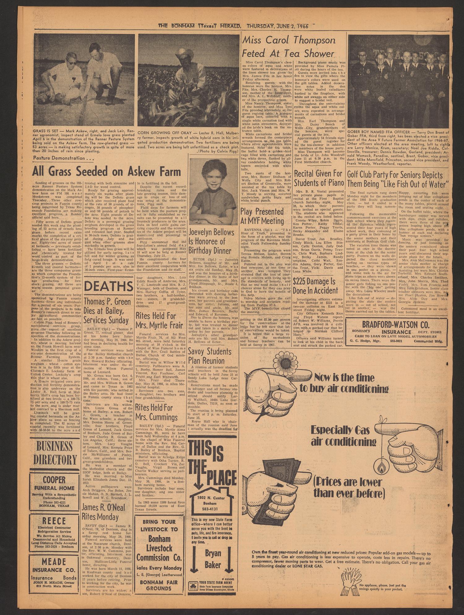The Bonham Herald (Bonham, Tex.), Vol. 27, No. 37, Ed. 1 Thursday, June 2, 1966
                                                
                                                    [Sequence #]: 4 of 4
                                                