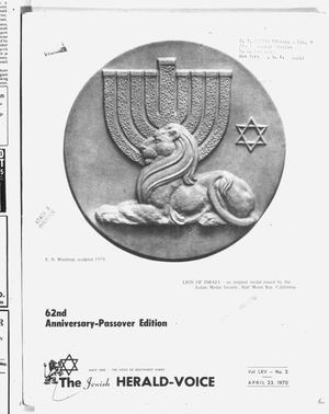 Primary view of object titled 'The Jewish Herald-Voice (Houston, Tex.), Vol. 65, No. 2, Ed. 1 Thursday, April 23, 1970'.