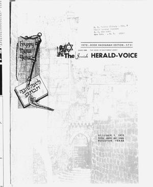 The Jewish Herald-Voice (Houston, Tex.), Vol. [65], No. [25], Ed. 1 Thursday, October 1, 1970