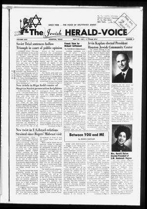 Primary view of object titled 'The Jewish Herald-Voice (Houston, Tex.), Vol. 66, No. 8, Ed. 1 Thursday, May 27, 1971'.