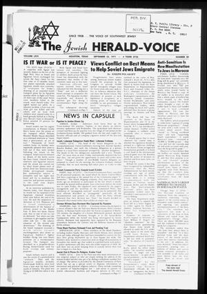 Primary view of object titled 'The Jewish Herald-Voice (Houston, Tex.), Vol. 66, No. 25, Ed. 1 Thursday, September 23, 1971'.