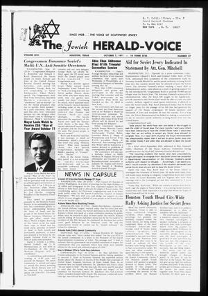The Jewish Herald-Voice (Houston, Tex.), Vol. 66, No. 27, Ed. 1 Thursday, October 7, 1971