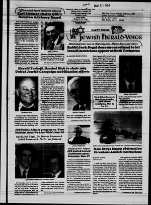 Jewish Herald-Voice (Houston, Tex.), Vol. 75, No. 53, Ed. 1 Thursday, March 15, 1984