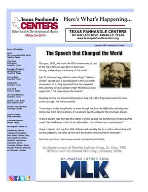 Texas Panhandle Centers [Agency Newsletter], Volume 20, Number 1, January 2023