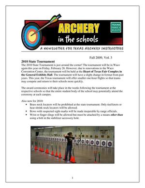 Archery in the Schools, Fall 2009