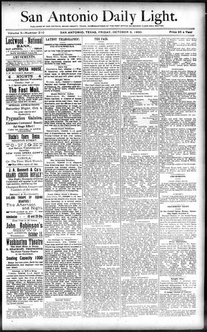 San Antonio Daily Light. (San Antonio, Tex.), Vol. 10, No. 210, Ed. 1 Friday, October 3, 1890