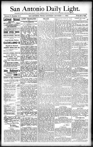 San Antonio Daily Light. (San Antonio, Tex.), Vol. 10, No. 210, Ed. 1 Saturday, October 11, 1890