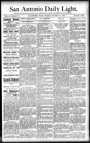 San Antonio Daily Light. (San Antonio, Tex.), Vol. 10, No. 212, Ed. 1 Tuesday, October 14, 1890