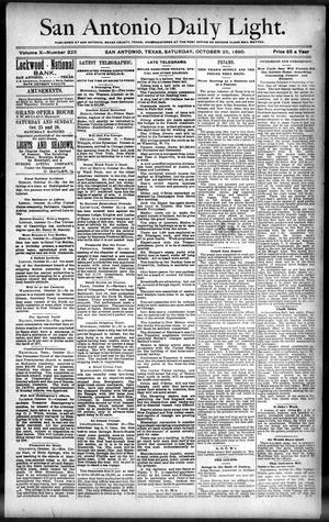 San Antonio Daily Light. (San Antonio, Tex.), Vol. 10, No. 225, Ed. 1 Saturday, October 25, 1890