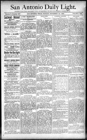San Antonio Daily Light. (San Antonio, Tex.), Vol. 10, No. 239, Ed. 1 Monday, November 10, 1890