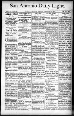 San Antonio Daily Light. (San Antonio, Tex.), Vol. 10, No. 273, Ed. 1 Tuesday, December 16, 1890