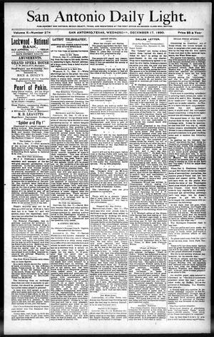 San Antonio Daily Light. (San Antonio, Tex.), Vol. 10, No. 274, Ed. 1 Wednesday, December 17, 1890