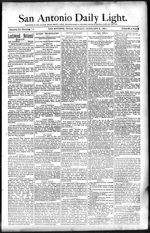 San Antonio Daily Light. (San Antonio, Tex.), Vol. 11, No. 19, Ed. 1 Monday, February 9, 1891