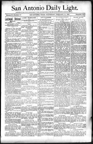 San Antonio Daily Light. (San Antonio, Tex.), Vol. 11, No. 27, Ed. 1 Wednesday, February 18, 1891