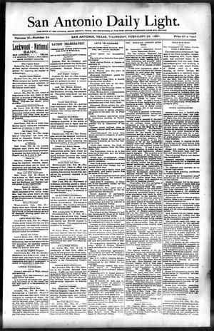 San Antonio Daily Light. (San Antonio, Tex.), Vol. 11, No. 34, Ed. 1 Thursday, February 26, 1891