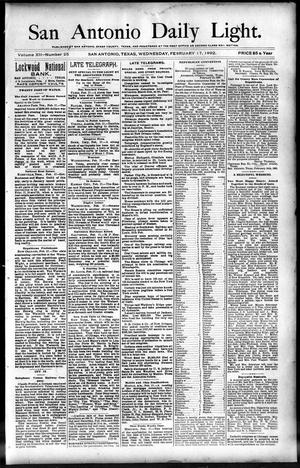 San Antonio Daily Light. (San Antonio, Tex.), Vol. 12, No. 25, Ed. 1 Wednesday, February 17, 1892