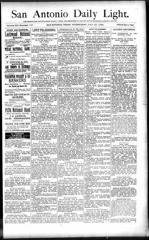 San Antonio Daily Light. (San Antonio, Tex.), Vol. 12, No. 157, Ed. 1 Wednesday, July 20, 1892