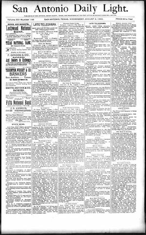 San Antonio Daily Light. (San Antonio, Tex.), Vol. 12, No. 169, Ed. 1 Wednesday, August 3, 1892