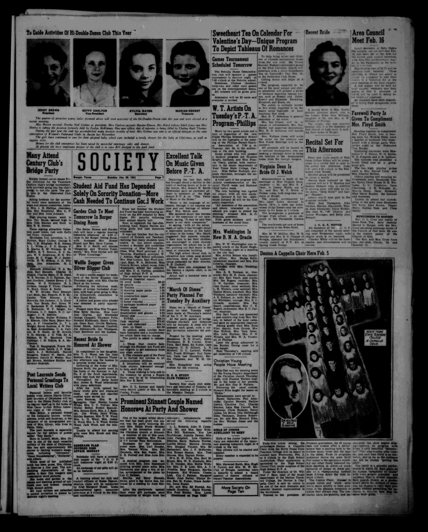 Borger Daily Herald (Borger, Tex.), Vol. 15, No. 55, Ed. 1 Sunday, January  26, 1941 - Page 7 of 10 - The Portal to Texas History