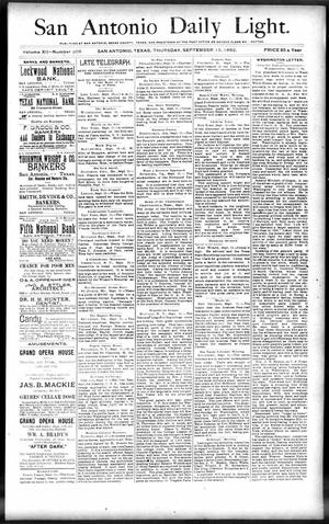 San Antonio Daily Light. (San Antonio, Tex.), Vol. 12, No. 206, Ed. 1 Thursday, September 15, 1892