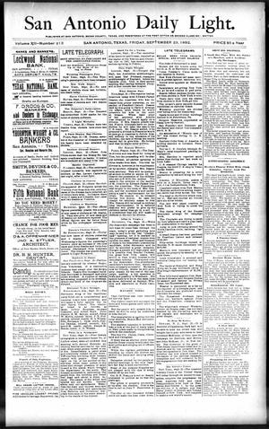 San Antonio Daily Light. (San Antonio, Tex.), Vol. 12, No. 213, Ed. 1 Friday, September 23, 1892