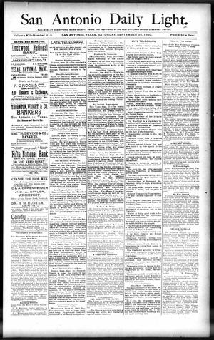 San Antonio Daily Light. (San Antonio, Tex.), Vol. 12, No. 214, Ed. 1 Saturday, September 24, 1892