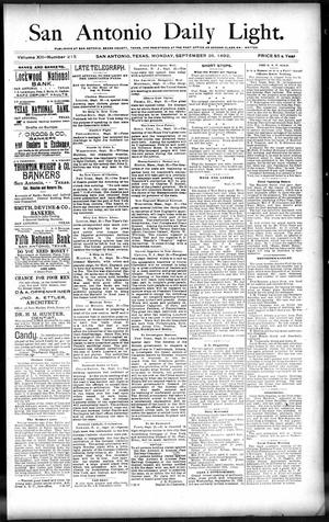 Primary view of object titled 'San Antonio Daily Light. (San Antonio, Tex.), Vol. 12, No. 215, Ed. 1 Monday, September 26, 1892'.