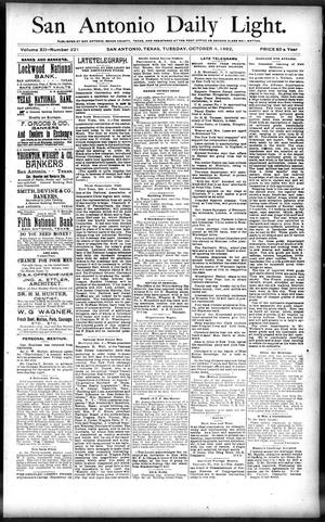 San Antonio Daily Light. (San Antonio, Tex.), Vol. 12, No. 221, Ed. 1 Tuesday, October 4, 1892