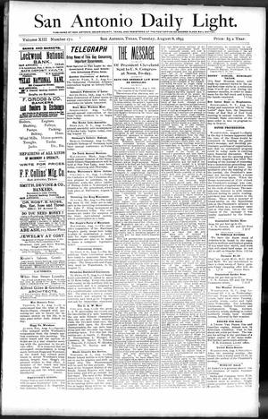 San Antonio Daily Light. (San Antonio, Tex.), Vol. 13, No. 171, Ed. 1 Tuesday, August 8, 1893