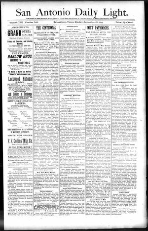 San Antonio Daily Light. (San Antonio, Tex.), Vol. 13, No. 206, Ed. 1 Monday, September 18, 1893
