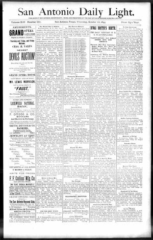 Primary view of object titled 'San Antonio Daily Light. (San Antonio, Tex.), Vol. 13, No. 227, Ed. 1 Thursday, October 12, 1893'.