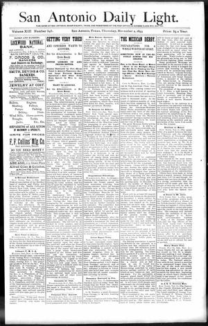 San Antonio Daily Light. (San Antonio, Tex.), Vol. 13, No. 245, Ed. 1 Thursday, November 2, 1893