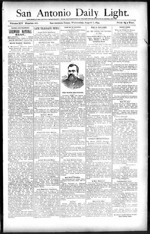 San Antonio Daily Light. (San Antonio, Tex.), Vol. 14, No. 165, Ed. 1 Wednesday, August 1, 1894