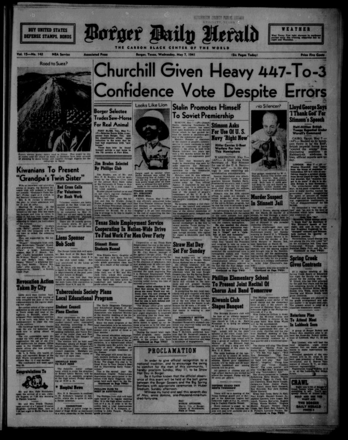 Borger Daily Herald (Borger, Tex.), Vol. 15, No. 55, Ed. 1 Sunday, January  26, 1941 - Page 7 of 10 - The Portal to Texas History