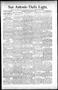Thumbnail image of item number 1 in: 'San Antonio Daily Light. (San Antonio, Tex.), Vol. 16, No. 54, Ed. 1 Friday, March 13, 1896'.