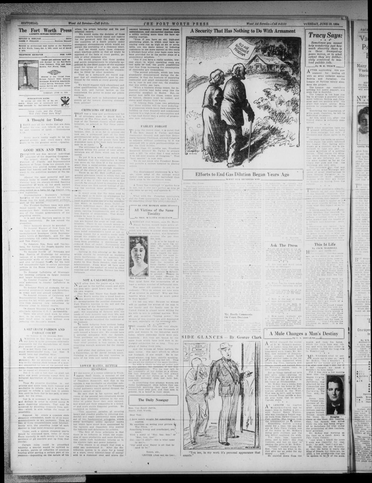 The Fort Worth Press (Fort Worth, Tex.), Vol. 13, No. 223, Ed. 1 Tuesday, June 19, 1934
                                                
                                                    [Sequence #]: 4 of 14
                                                