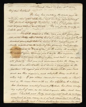 [Letter from Elizabeth Upshur Teackle to her husband, Littleton Dennis Teackle, October 10, 1832]