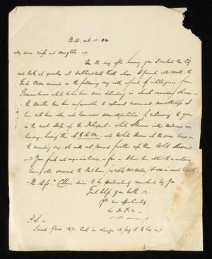 [Letter from Littleton D. Teackle to his wife Elizabeth Upshur Teackle and his daughter Elizabeth Ann Upshur Teackle, October 11, 1832]