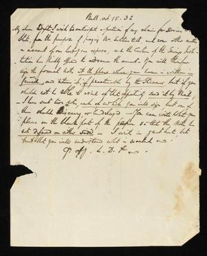 [Letter from Littleton Dennis Teackle to his daughter, Elizabeth Ann Upshur Teackle, October 15, 1832]