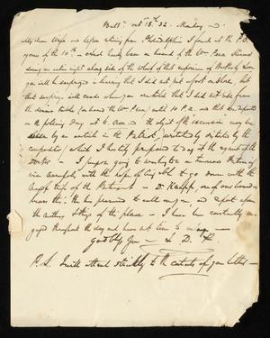 [Letter from Littleton Dennis Teackle to his wife, Elizabeth Upshur Teackle, October 15, 1832]