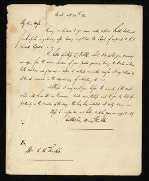 [Letter from Littleton Dennis Teackle to his wife, Elizabeth Upshur Teackle, October 30, 1832]