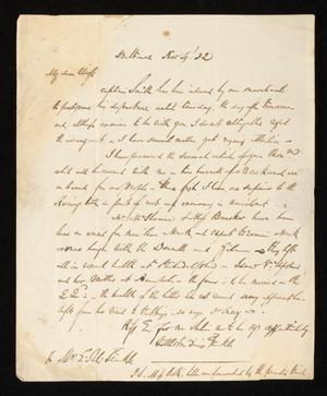 [Letter from Littleton Dennis Teackle to his wife, Elizabeth Upshur Teackle, November 4, 1832]