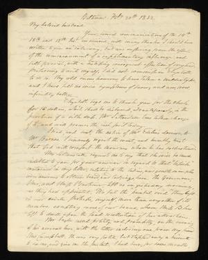 [Letter from Elizabeth Upshur Teackle to her husband, Littleton Dennis Teackle, February 20, 1832]