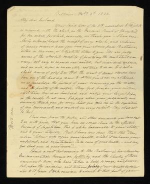 [Letter from Elizabeth Upshur Teackle to her husband, Littleton Dennis Teackle, February 3, 1832]