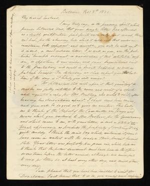 [Letter from Elizabeth Upshur Teackle to her husband, Littleton Dennis Teackle, February 8, 1832]
