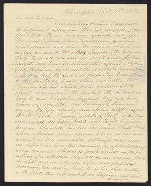 [Letter from Elizabeth Upshur Teackle to her husband, Littleton Dennis Teackle, April 15, 1833]