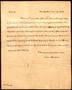 [Letter from James Madison to Littleton Dennis Teackle, March 29, 1826]