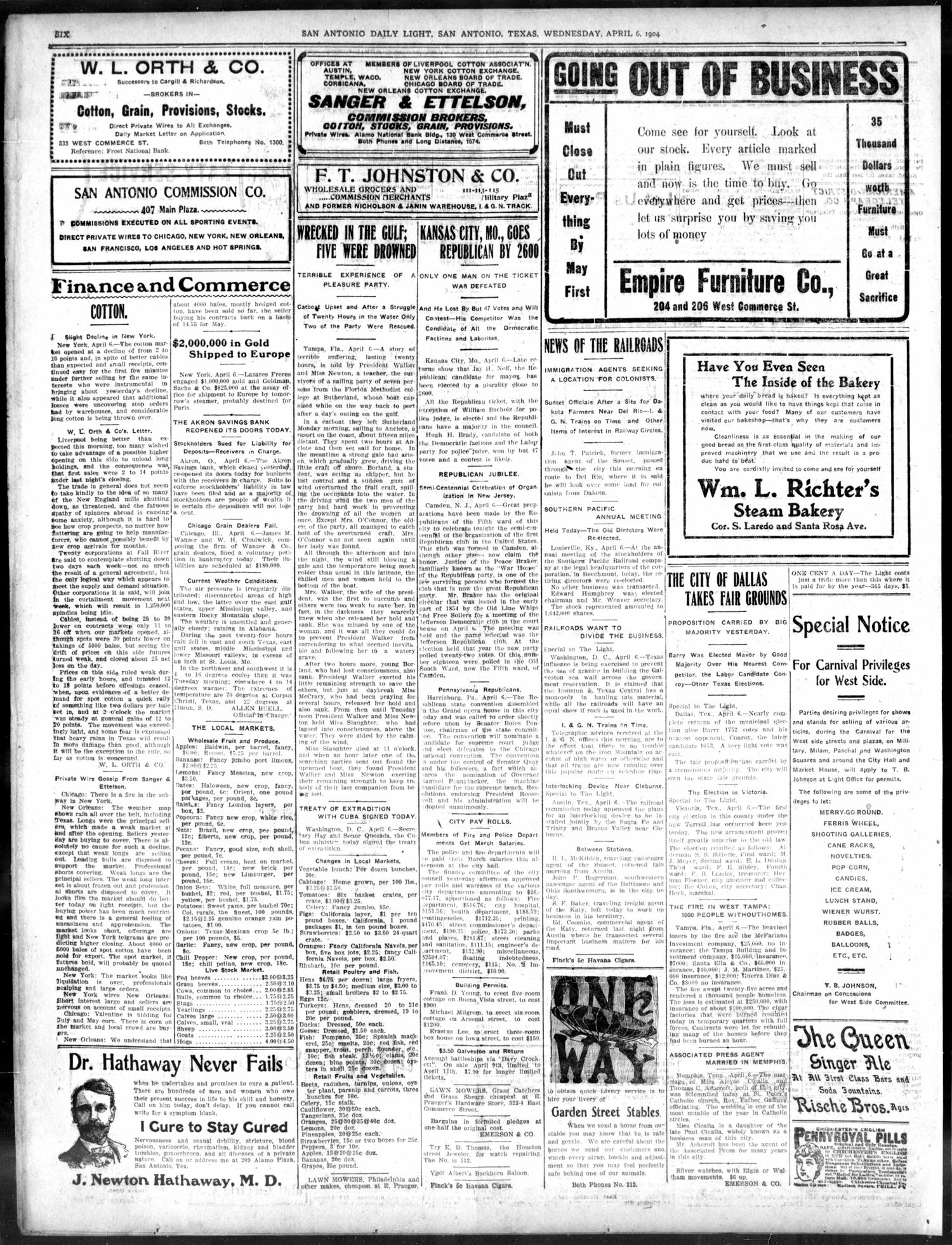 San Antonio Daily Light (San Antonio, Tex.), Vol. 23, No. 77, Ed. 1 Wednesday, April 6, 1904
                                                
                                                    [Sequence #]: 6 of 8
                                                