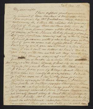 [Letter from Elizabeth Upshur Teackle to her sister, Ann Upshur Eyre, November 30, 1813]